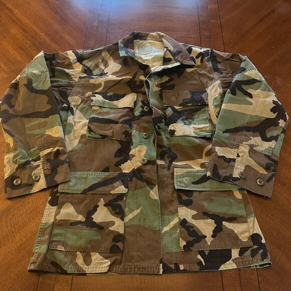 Vintage USMC Woodland Camo BDU Jacket – Small Regular – USGI Military Coat - Picture 1 of 4